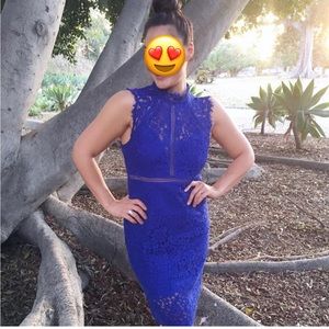 BARDOT, COBALT BLUE LACE DRESS, MEDIUM (8)